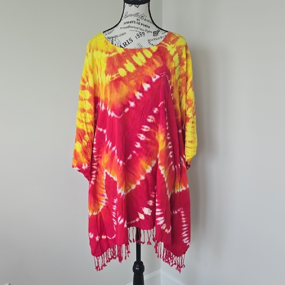 Vibrant Tie-Dye Poncho - Picture 1 of 5